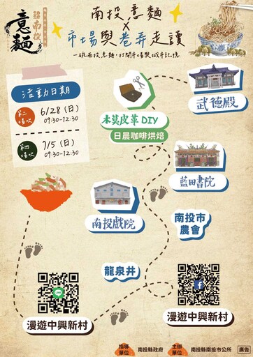 2026南投意麵觀光嘉年華：南投意麵 × 市場與巷弄走讀（歷史印記：文化巡禮走讀 × 工藝體驗）-2場次