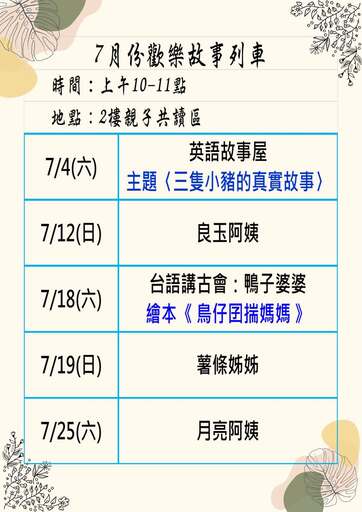 歡樂故事列車（115年7月-5場次）